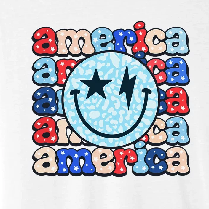 Retro America Groovy Smile 4th Of July Patriotic Fun ChromaSoft Performance T-Shirt