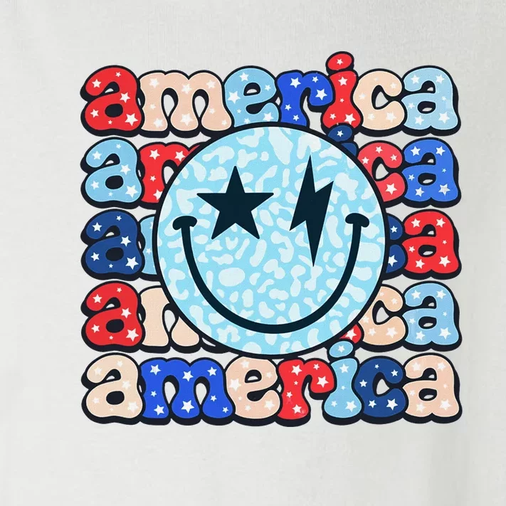 Retro America Groovy Smile 4th Of July Patriotic Fun Toddler Long Sleeve Shirt