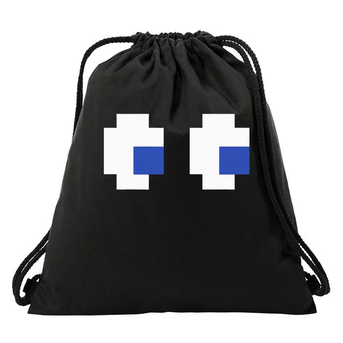 Retro Arcade Game Ghost Eyes 80s Halloween Group Costume Drawstring Bag