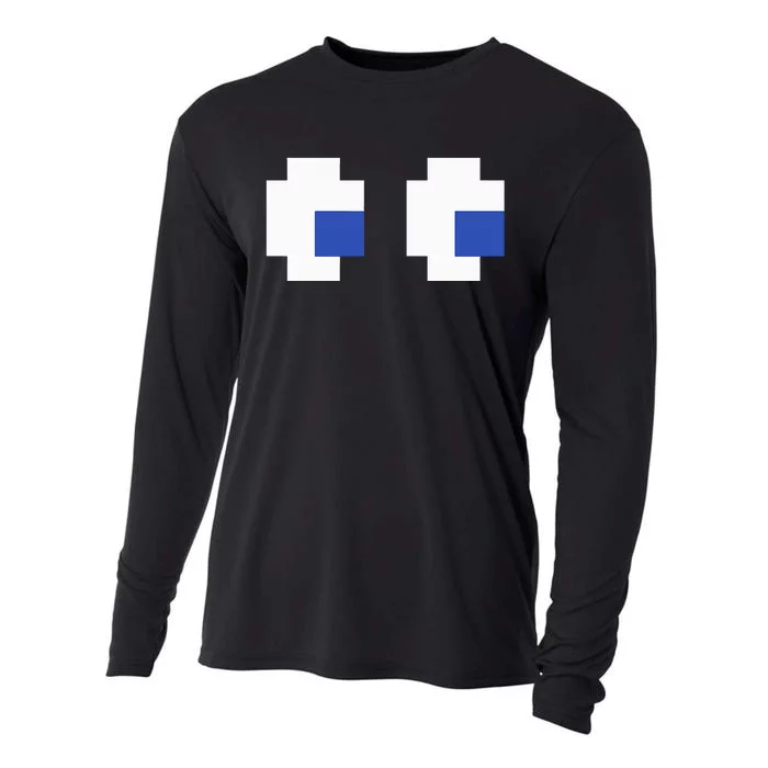 Retro Arcade Game Ghost Eyes 80s Halloween Group Costume Cooling Performance Long Sleeve Crew