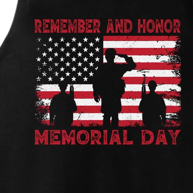 Remember And Honor Memorial Day Graphic Ladies Tri-Blend Wicking Tank