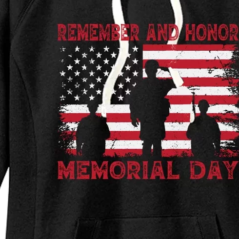 Remember And Honor Memorial Day Graphic Women's Fleece Hoodie