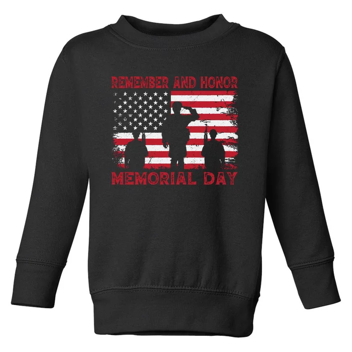 Remember And Honor Memorial Day Graphic Toddler Sweatshirt