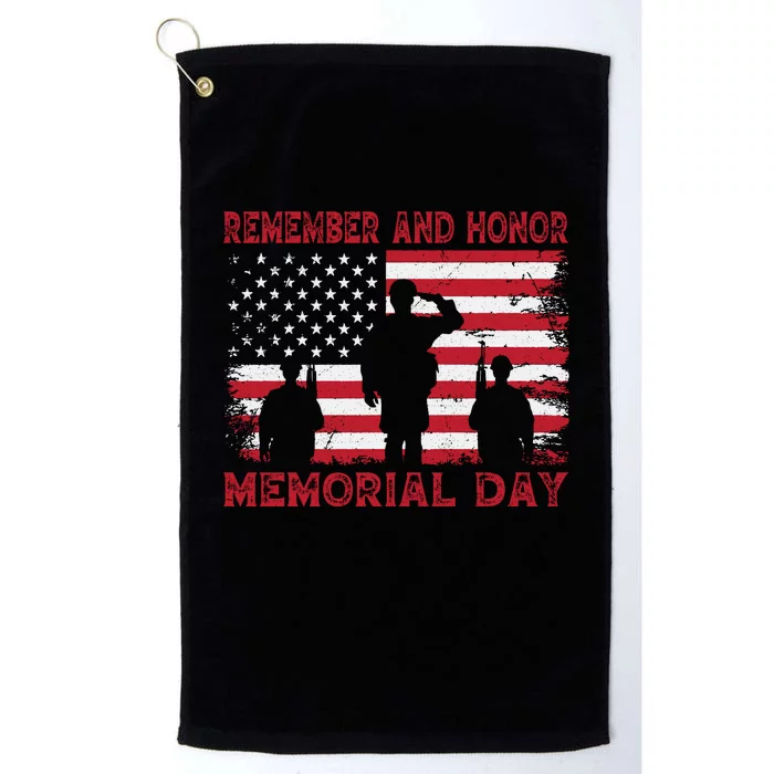 Remember And Honor Memorial Day Graphic Platinum Collection Golf Towel