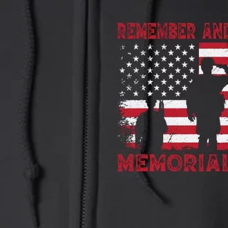 Remember And Honor Memorial Day Graphic Full Zip Hoodie