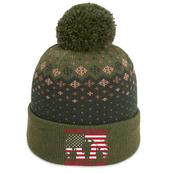 Remember And Honor Memorial Day Graphic The Baniff Cuffed Pom Beanie