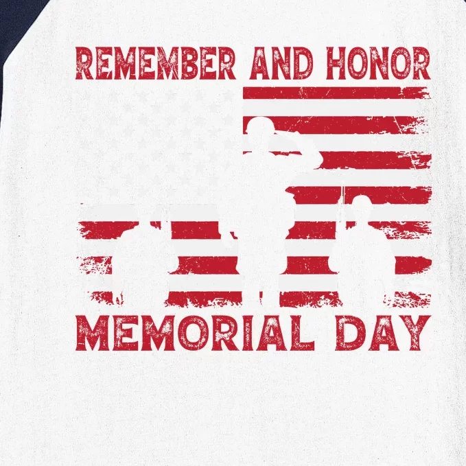 Remember And Honor Memorial Day Graphic Baseball Sleeve Shirt