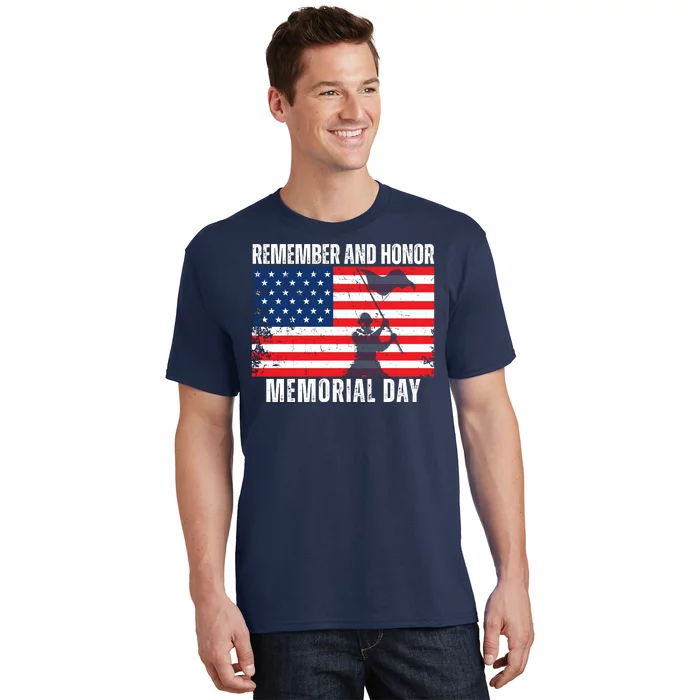 Remember And Honor Memorial Day Usa Flag T-Shirt