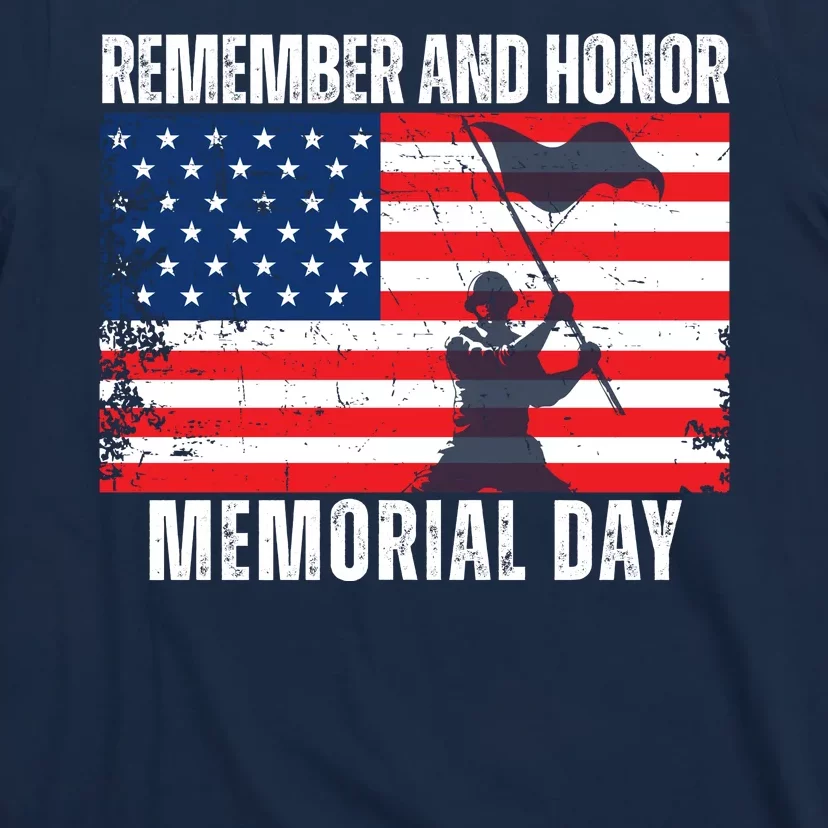 Remember And Honor Memorial Day Usa Flag T-Shirt