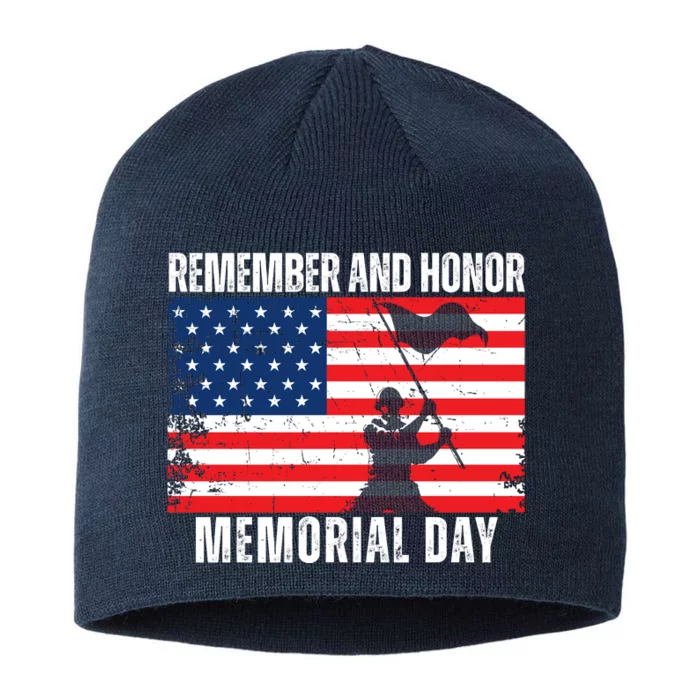 Remember And Honor Memorial Day Usa Flag 8 1/2in Sustainable Knit Beanie