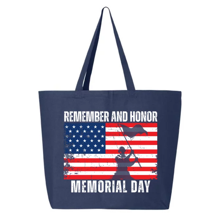 Remember And Honor Memorial Day Usa Flag 25L Jumbo Tote