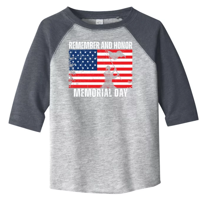 Remember And Honor Memorial Day Usa Flag Toddler Fine Jersey T-Shirt