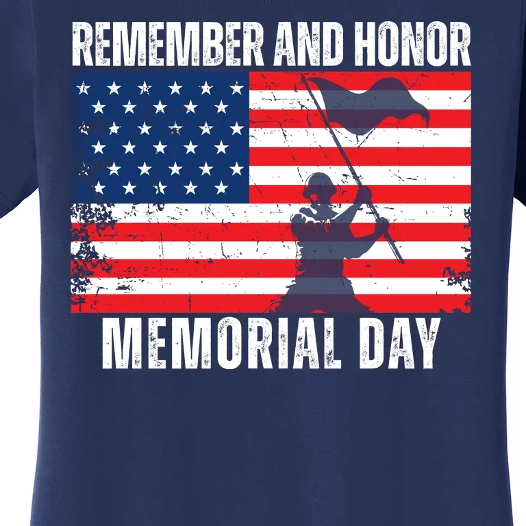 Remember And Honor Memorial Day Usa Flag Women's T-Shirt