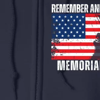 Remember And Honor Memorial Day Usa Flag Full Zip Hoodie