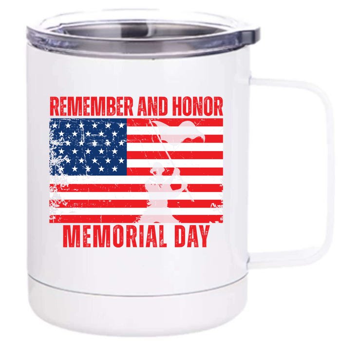 Remember And Honor Memorial Day Usa Flag Front & Back 12oz Stainless Steel Tumbler Cup