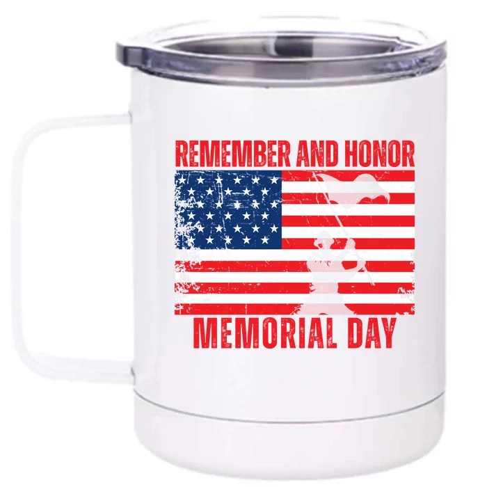 Remember And Honor Memorial Day Usa Flag Front & Back 12oz Stainless Steel Tumbler Cup