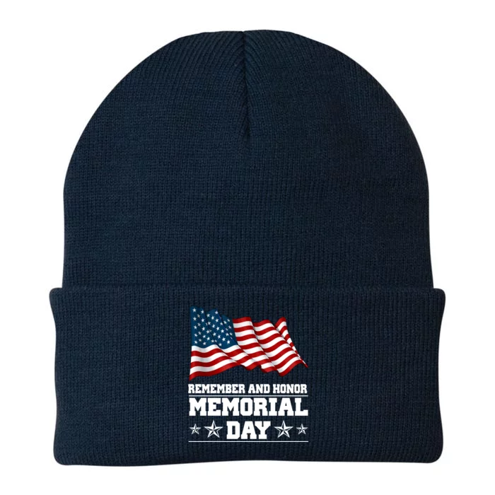 Remember And Honor Memorial Day Patriot Knit Cap Winter Beanie