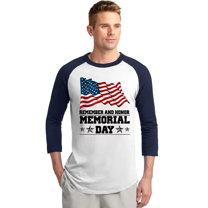 American Flags Happy Memorial Day Raglan Baseball Tee