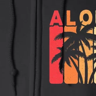 Retro Aloha Hawaii Tropical Summer Palm Tree Hawaiian Full Zip Hoodie