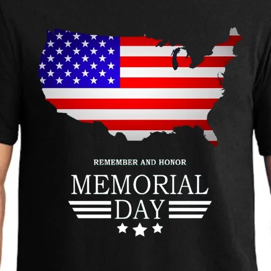 Remember And Honor Memorial Day American Flag Gift Pajama Set