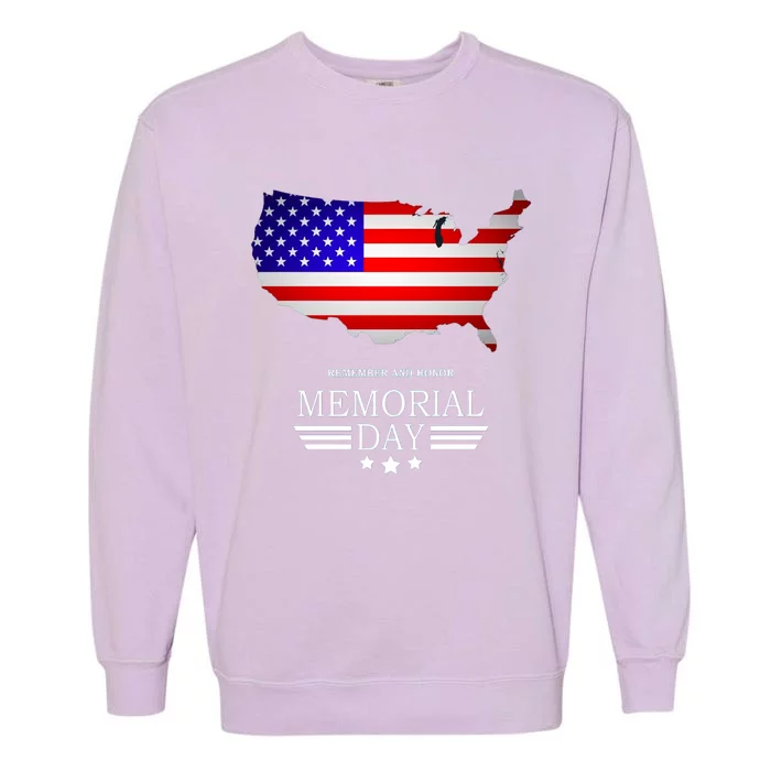 Remember And Honor Memorial Day American Flag Gift Garment-Dyed Sweatshirt