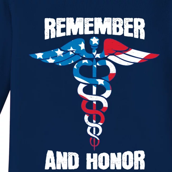 Remember And Honor Thank You Doctors Patriotic Tribute Meaningful Gift Baby Long Sleeve Bodysuit