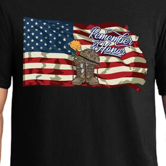 Remember And Honor Veterans Day Patriotic American Flag Cool Gift Pajama Set