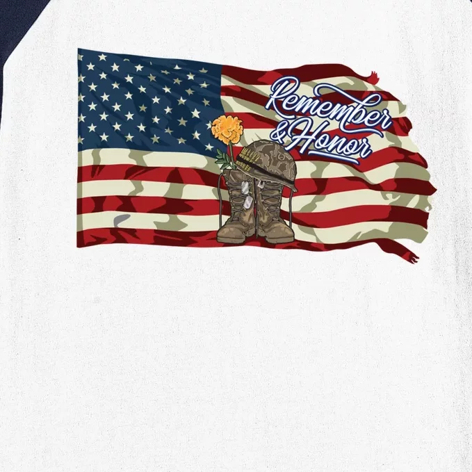 Remember And Honor Veterans Day Patriotic American Flag Cool Gift Baseball Sleeve Shirt