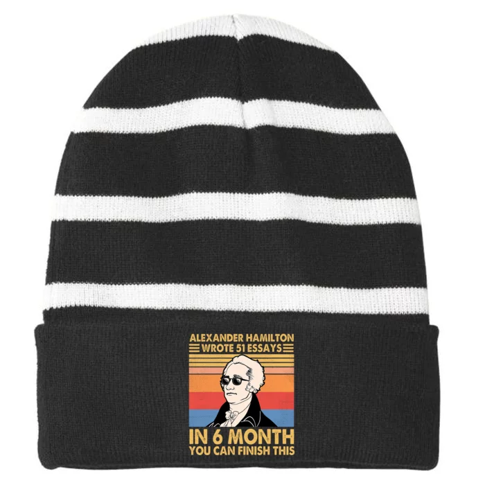 Retro Alexander Hamilton Wrote 51 Essays In 6 Months Striped Beanie with Solid Band