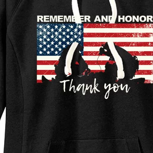 Remember And Honor Thank You First Responders Patriotic Tribute Gift Women's Fleece Hoodie