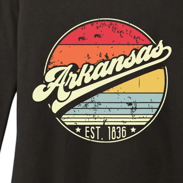 Retro Arkansas Home State Ar Cool 70s Style Sunset Womens CVC Long Sleeve Shirt