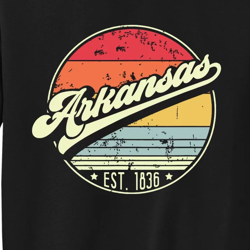 Retro Arkansas Home State Ar Cool 70s Style Sunset Tall Sweatshirt