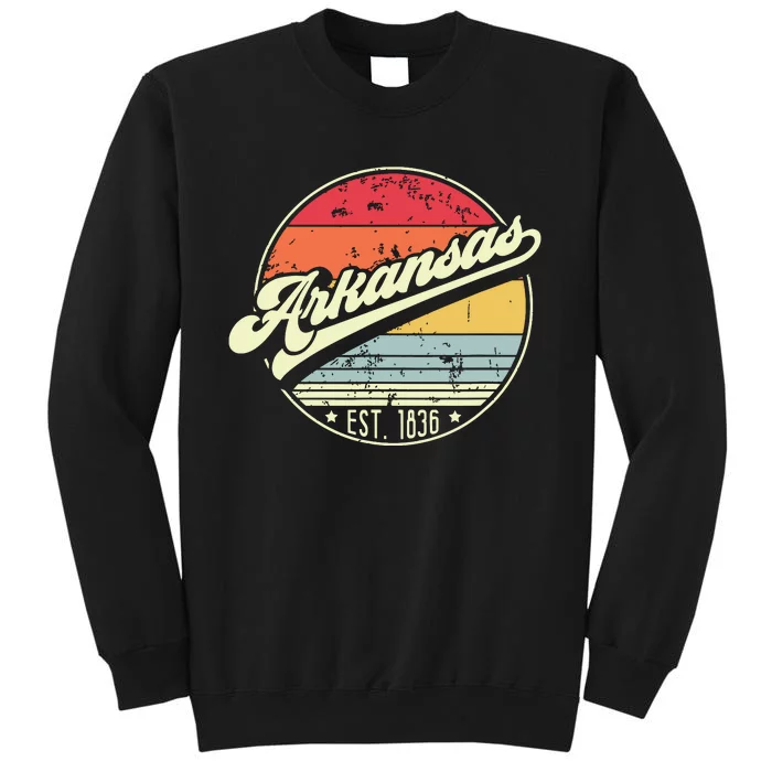 Retro Arkansas Home State Ar Cool 70s Style Sunset Tall Sweatshirt