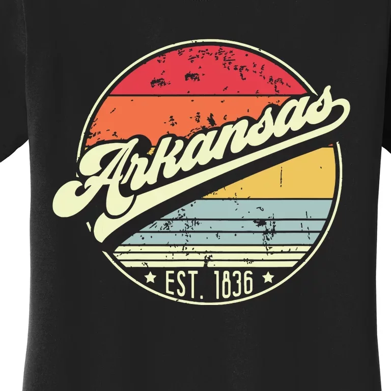 Retro Arkansas Home State Ar Cool 70s Style Sunset Women's T-Shirt