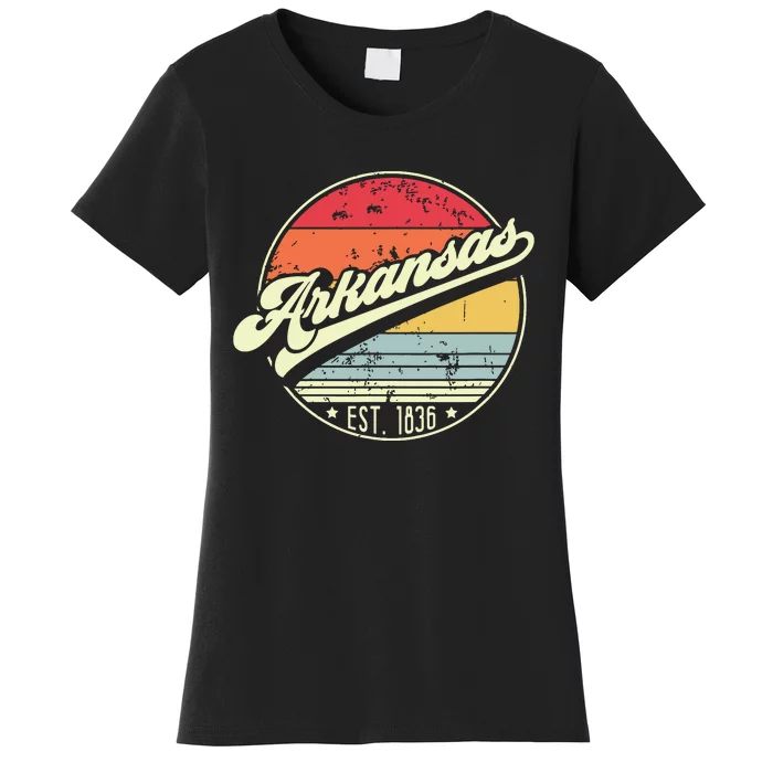 Retro Arkansas Home State Ar Cool 70s Style Sunset Women's T-Shirt