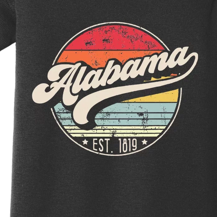 Retro Alabama Home State Al Cool 70s Style Sunset Baby Bodysuit