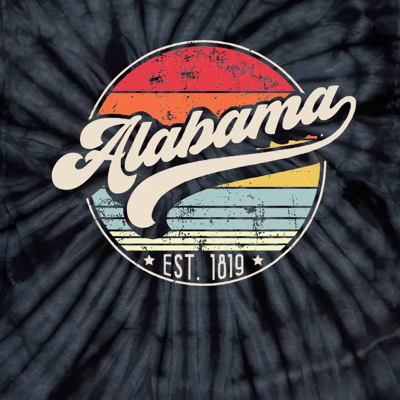 Retro Alabama Home State Al Cool 70s Style Sunset Tie-Dye T-Shirt