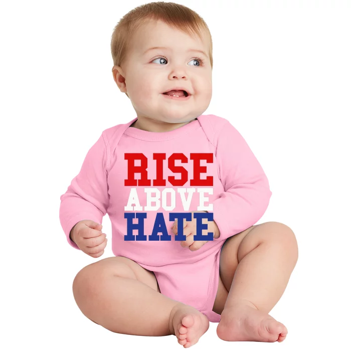 Rise Above Hate Red White And Blue America Baby Long Sleeve Bodysuit