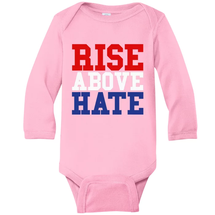 Rise Above Hate Red White And Blue America Baby Long Sleeve Bodysuit