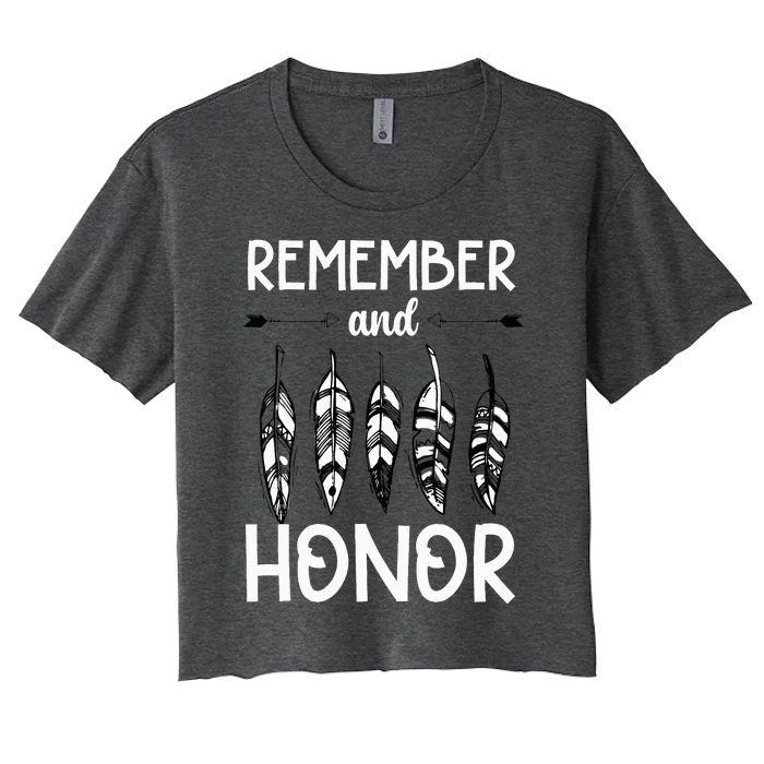 Remember And Honor Orange Day Canada Indigenous Children Women's Crop Top Tee