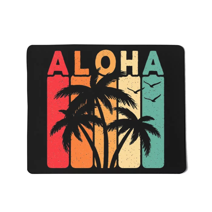 Retro Aloha Hawaii Tropical Summer Palm Tree Hawaiian Mousepad