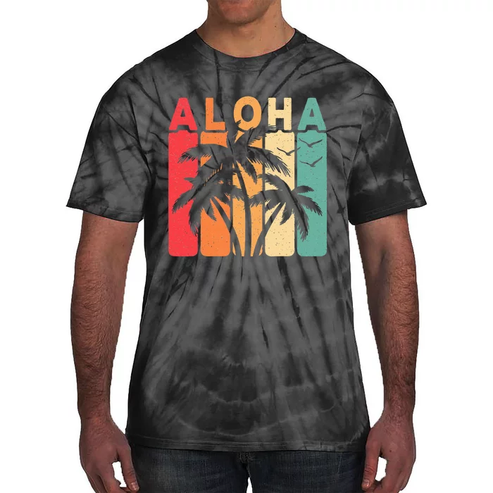 Retro Aloha Hawaii Tropical Summer Palm Tree Hawaiian Tie-Dye T-Shirt