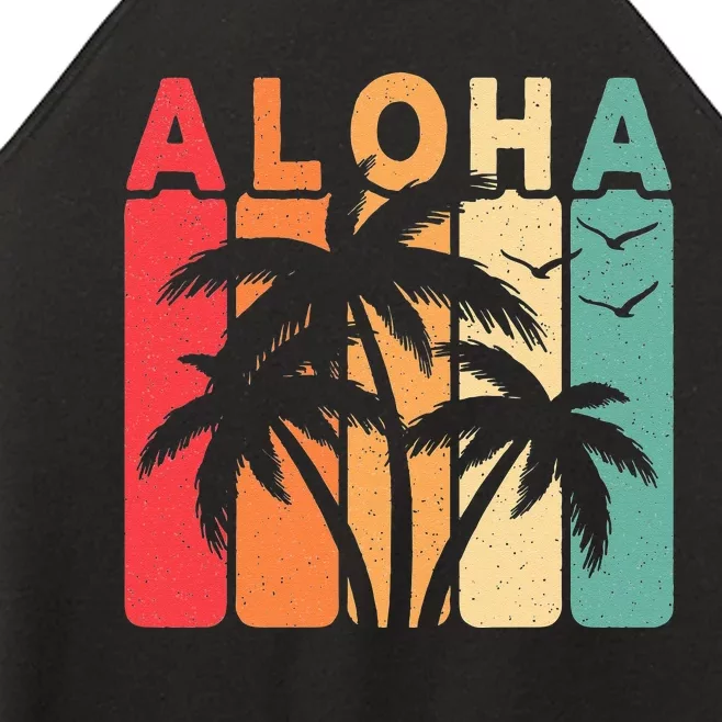 Retro Aloha Hawaii Tropical Summer Palm Tree Hawaiian Women’s Perfect Tri Rocker Tank