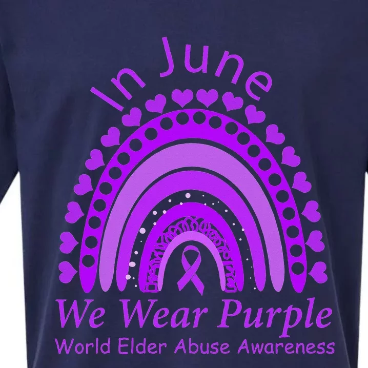 Rainbow Awareness In June We Wear Purple World Elder Abuse Sueded Cloud Jersey T-Shirt