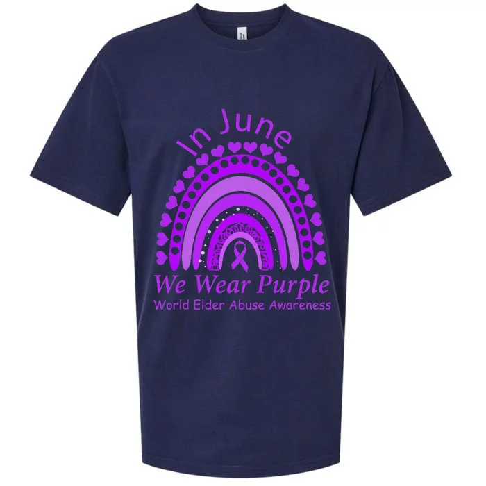 Rainbow Awareness In June We Wear Purple World Elder Abuse Sueded Cloud Jersey T-Shirt