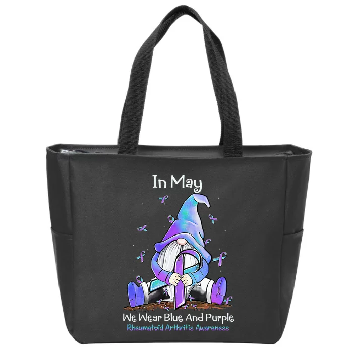 Rheumatoid Arthritis In May We Wear Blue And Purple Zip Tote Bag