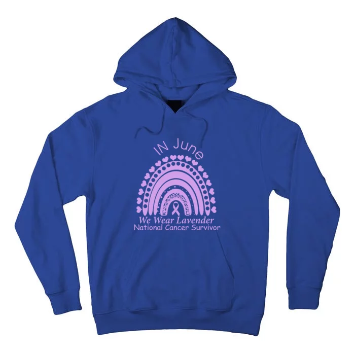 Rainbow Awareness In June We Wear Lavender Cancer Survivor Gift Tall Hoodie