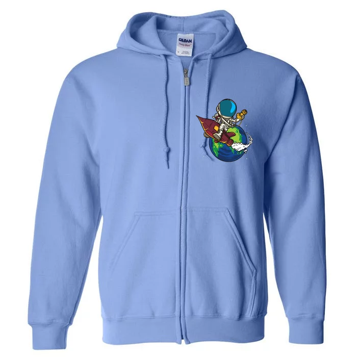 Retro Astronaut Illustration Full Zip Hoodie