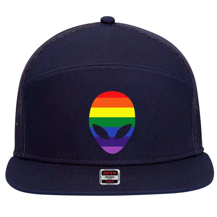 Rainbow Alien 7 Panel Mesh Trucker Snapback Hat