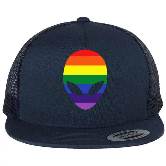 Rainbow Alien Flat Bill Trucker Hat